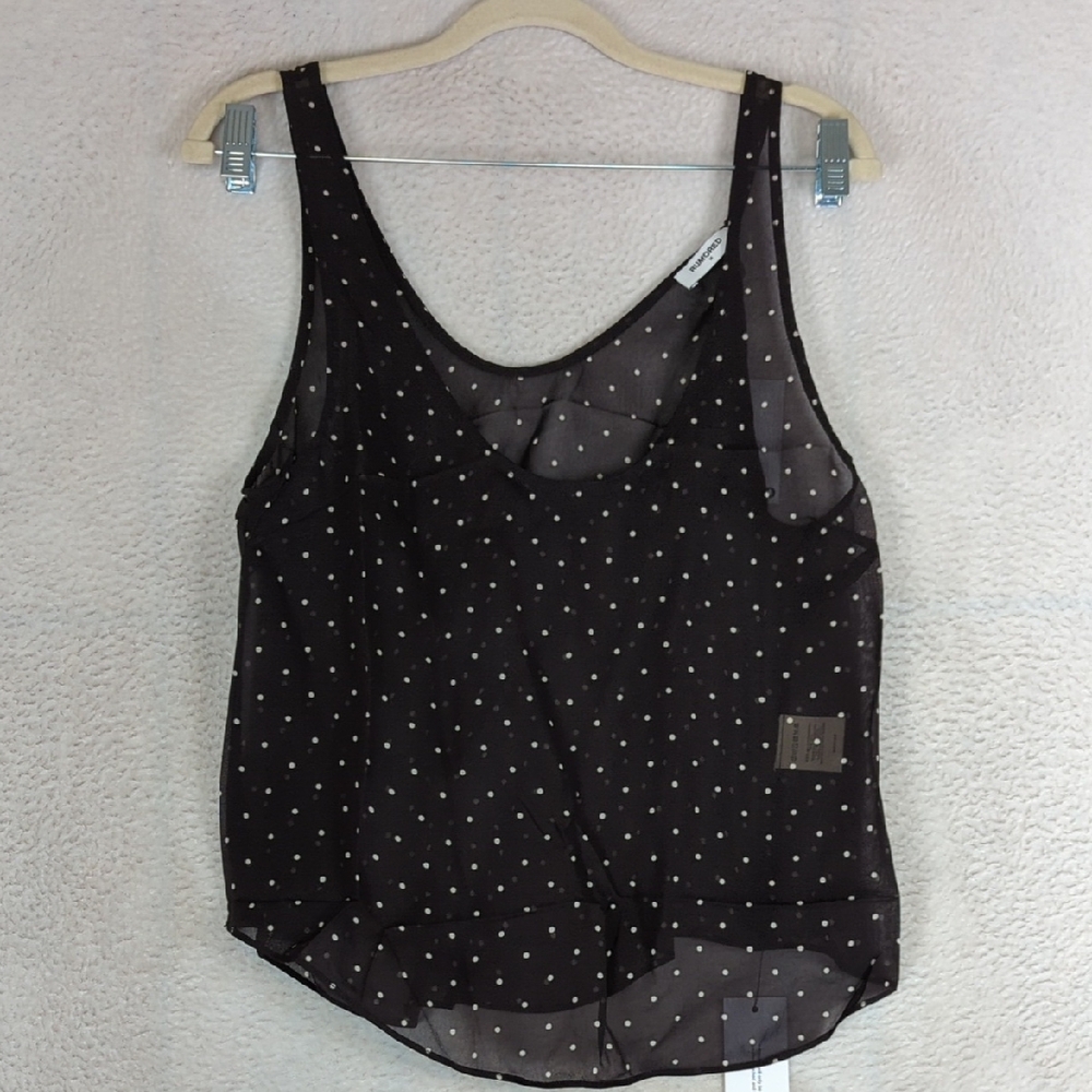 Rumored Women's Black & White Polka Dot Sheer Tank Top Size M